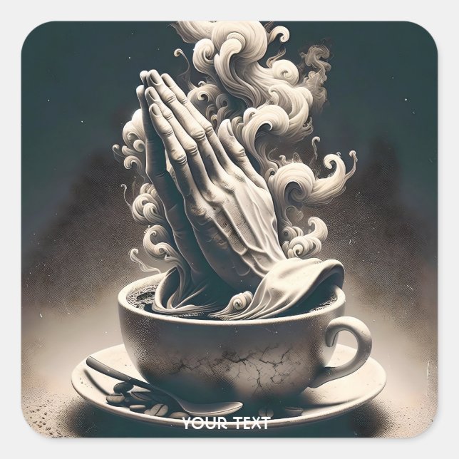 Fantasy Niedlich Handcoffee Cup Quadratischer Aufkleber (Vorderseite)