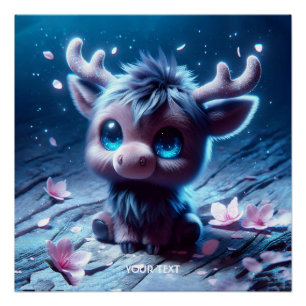 Fantasy Niedlich Happy Baby Moose Poster