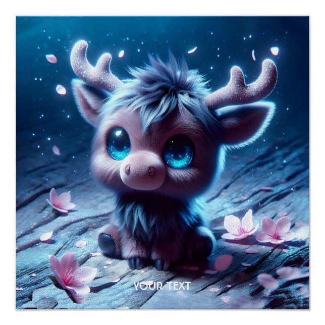Fantasy Niedlich Happy Baby Moose Poster (Vorderseite)