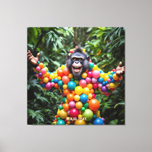 Fantasy Niedlich Happy Colorful Monkey Leinwanddruck