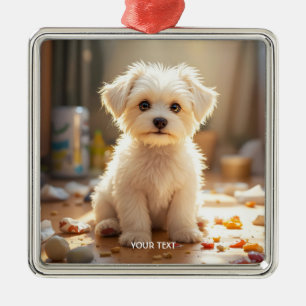 Fantasy Niedlich Happy Maltese Puppy Ornament Aus Metall