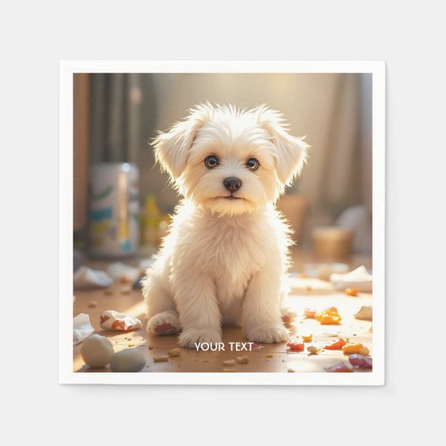 Fantasy Niedlich Happy Maltese Puppy Serviette (Vorderseite)