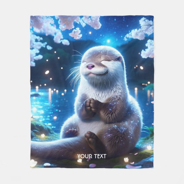 Fantasy Niedlich Happy Otter Nacht Fleecedecke (Vorderseite)