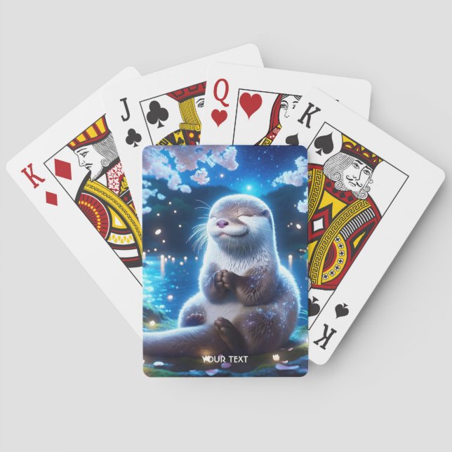 Fantasy Niedlich Happy Otter Nacht Spielkarten (Rückseite)