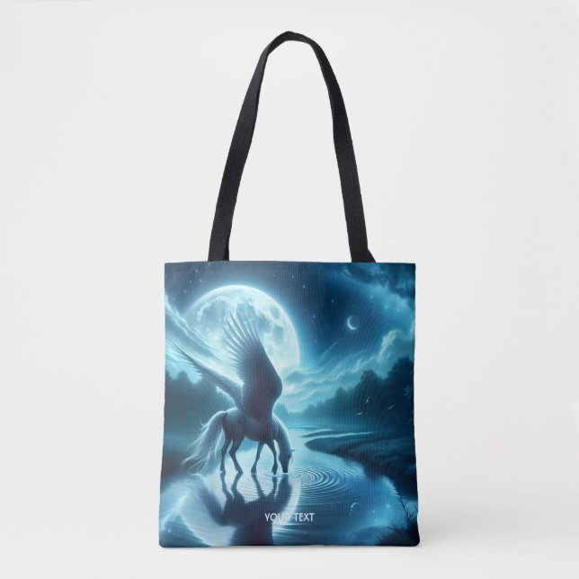 Fantasy Niedlich Horse Wings Moon Tasche (Vorderseite)