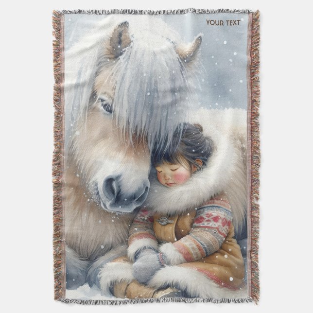 Fantasy Niedlich Horse Winter Decke (Vorderseite Vertikal)