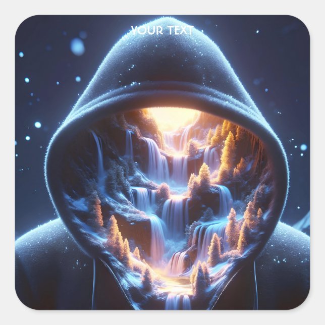 Fantasy Niedlich Howaterfall Space Quadratischer Aufkleber (Vorderseite)