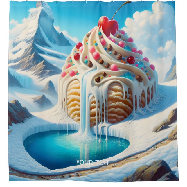 Fantasy Niedlich Ice Cream Mountain Duschvorhang (Vorderseite)