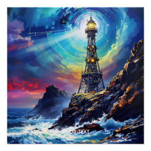 Fantasy Niedlich Iron Lighthouse Cliff Poster