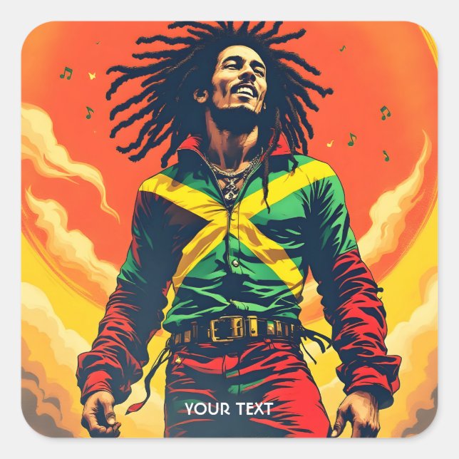 Fantasy Niedlich Jamaica Flag Sun Quadratischer Aufkleber (Vorderseite)