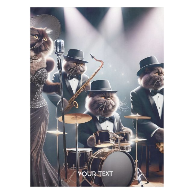 Fantasy Niedlich Jazz Band Cats Tischdecke (Vorderseite)