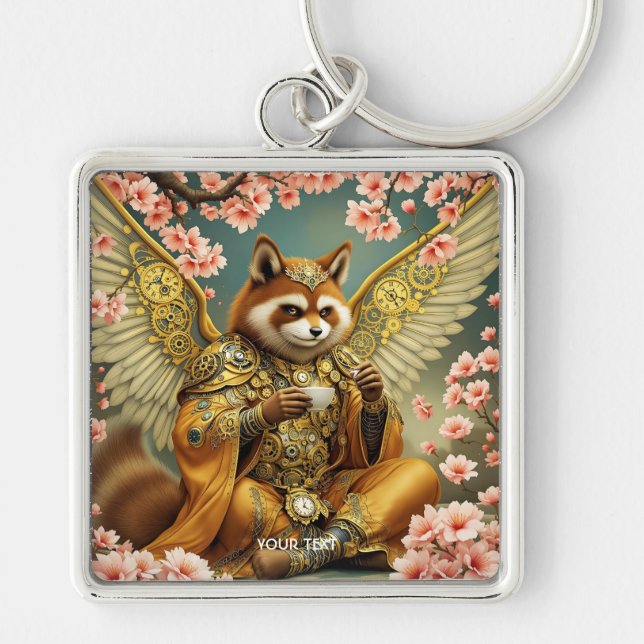 Fantasy Niedlich King Tanuki Tea Schlüsselanhänger (Vorne)