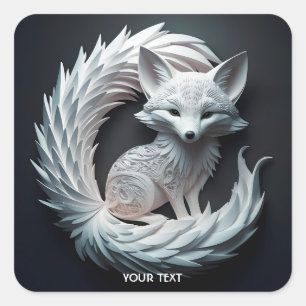 Fantasy Niedlich Kirigami Art Fox Quadratischer Aufkleber