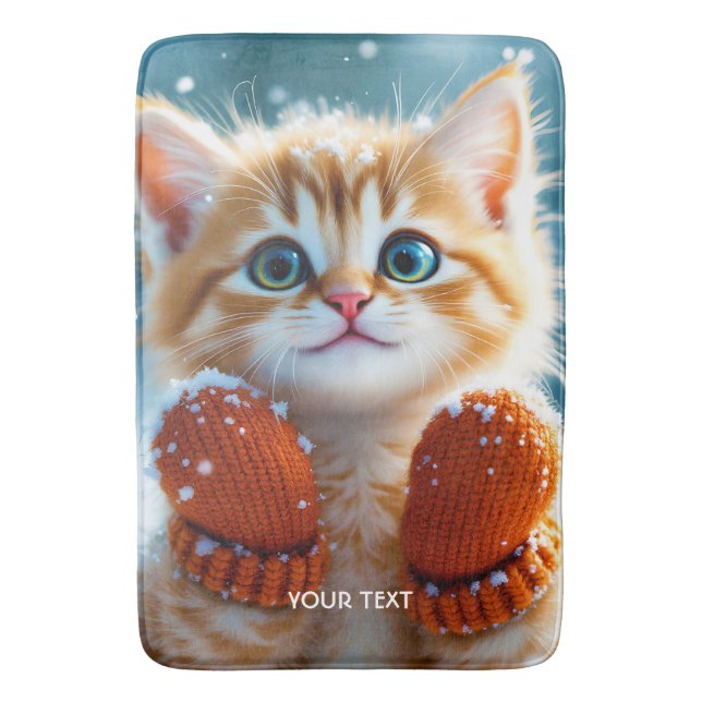 Fantasy Niedlich Kitten Mittens Schnee Badematte (Vorderseite Vertikal)