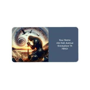 Fantasy Niedlich Knight Sword Legende Adressaufkleber
