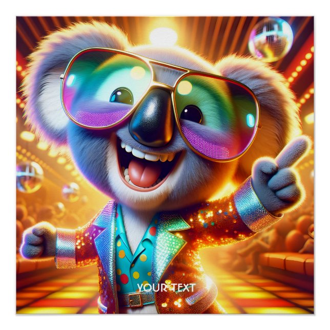 Fantasy Niedlich Koala Dancing Disco Poster (Vorderseite)