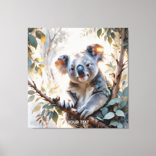 Fantasy Niedlich Koala Tree Wasserfarbe Leinwanddruck (Vorderseite)