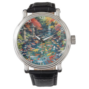 Fantasy Niedlich Koi Fish Pond Armbanduhr