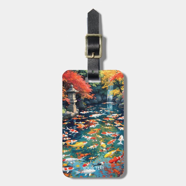Fantasy Niedlich Koi Fish Pond Gepäckanhänger (Vorderseite vertikal)