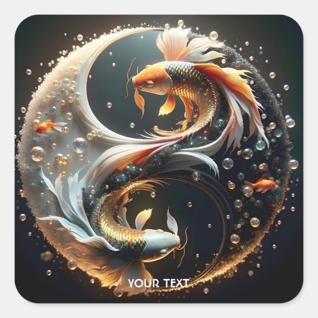 Fantasy Niedlich Koi Yang Quadratischer Aufkleber (Vorderseite)