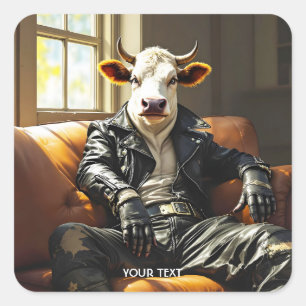 Fantasy Niedlich Kuh Leder Couch Leder Quadratischer Aufkleber