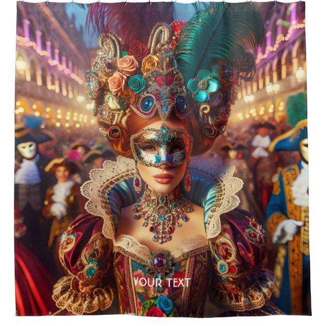 Fantasy Niedlich Lady Mask Venice Duschvorhang (Vorderseite)