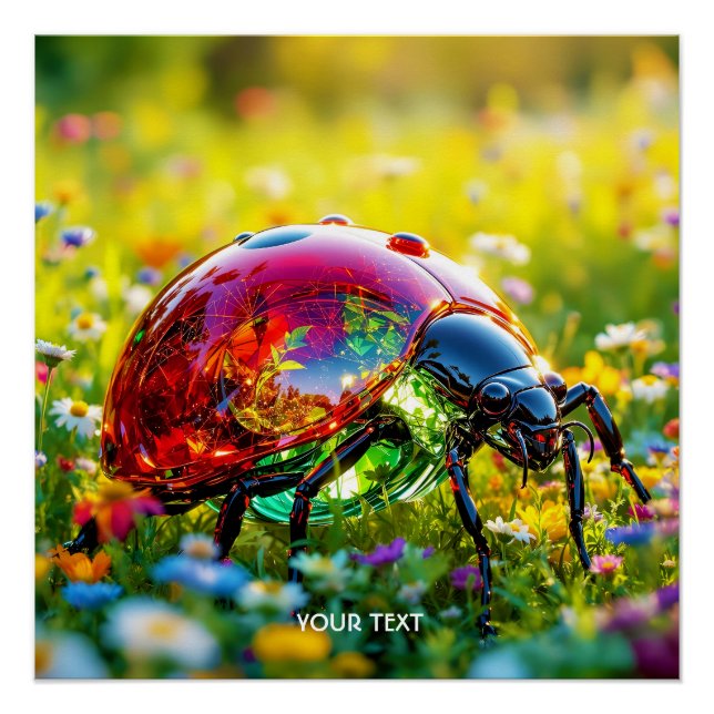 Fantasy Niedlich Ladybug Polished Glass Poster (Vorderseite)