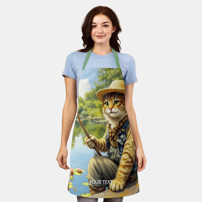 Fantasy Niedlich Lake Cat Fischen Schürze (Getragen)