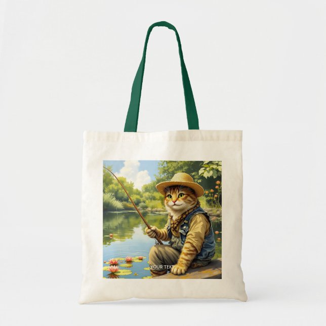 Fantasy Niedlich Lake Cat Fischen Tragetasche (Vorne)
