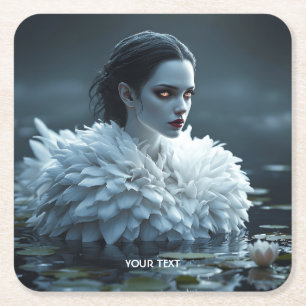Fantasy Niedlich Lake Swan White Rechteckiger Pappuntersetzer