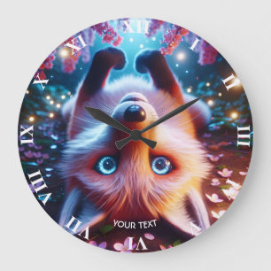 Fantasy Niedlich Lay Playing Fox Große Wanduhr