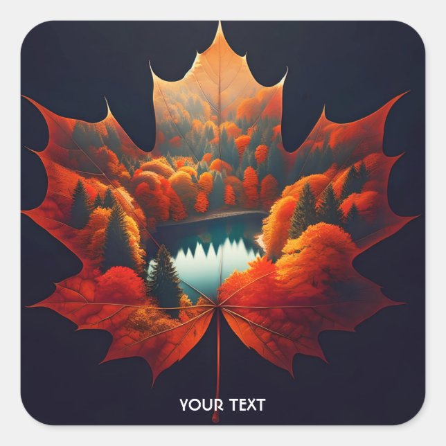 Fantasy Niedlich Leaf Forest Fall Quadratischer Aufkleber (Vorderseite)