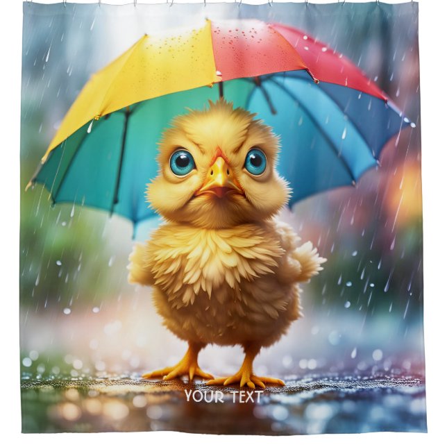 Fantasy Niedlich Lebhafter Frühling Rain Hühnchen Duschvorhang (Vorderseite)