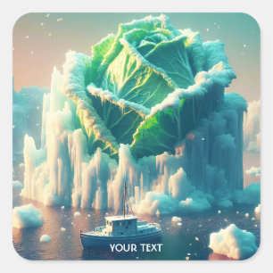 Fantasy Niedlich Lettuce Iceberg Sea Quadratischer Aufkleber