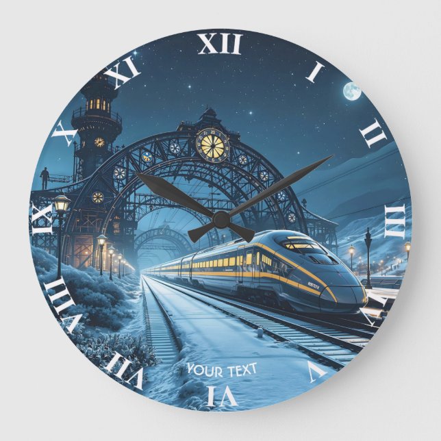 Fantasy Niedlich Letzte Nacht Zug Große Wanduhr (Vorderseite)