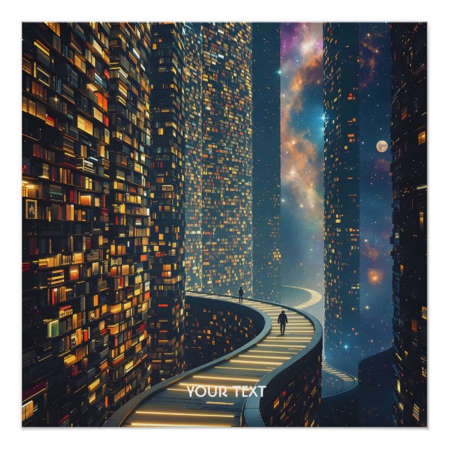 Fantasy Niedlich Library Stairs Space Poster (Vorderseite)