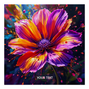 Fantasy Niedlich Lila Orange Blume Poster