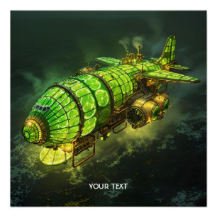 Fantasy Niedlich Limon Steampunk Flugzeug Poster