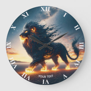 Fantasy Niedlich Lion Wüstenfeuer Große Wanduhr