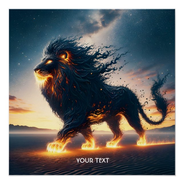 Fantasy Niedlich Lion Wüstenfeuer Poster (Vorderseite)