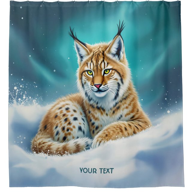 Fantasy Niedlich Lynx Cub Winter Duschvorhang (Vorderseite)