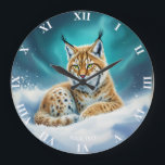 Fantasy Niedlich Lynx Cub Winter Große Wanduhr<br><div class="desc">Fantasy Niedlich Lynx Cub Winter . Perfekt als Geburtstagsgeschenk oder für jede Art von Party</div>