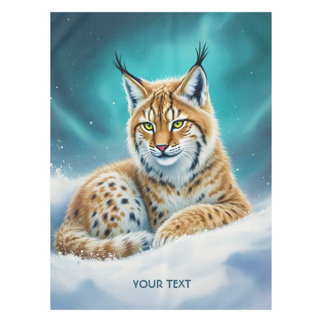 Fantasy Niedlich Lynx Cub Winter Tischdecke (Vorderseite)