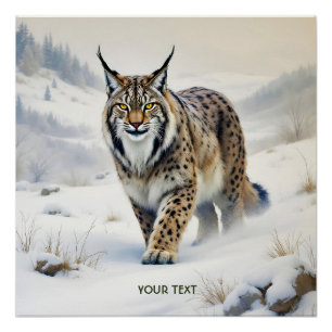 Fantasy Niedlich Lynx Winter Snow Poster