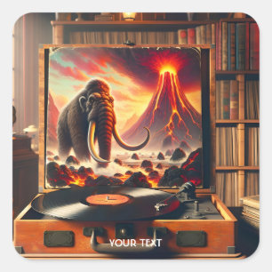 Fantasy Niedlich Mammoth Vinyl Player Quadratischer Aufkleber