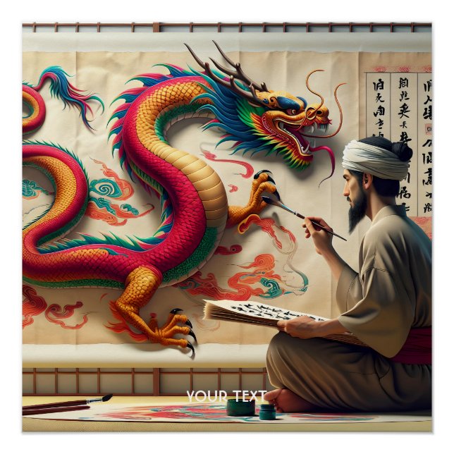 Fantasy Niedlich Man Brush Dragon Poster (Vorderseite)