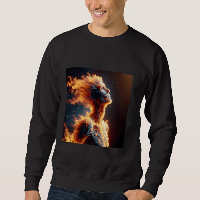 Fantasy Niedlich Man Fire Portrait Sweatshirt (Vorderseite)