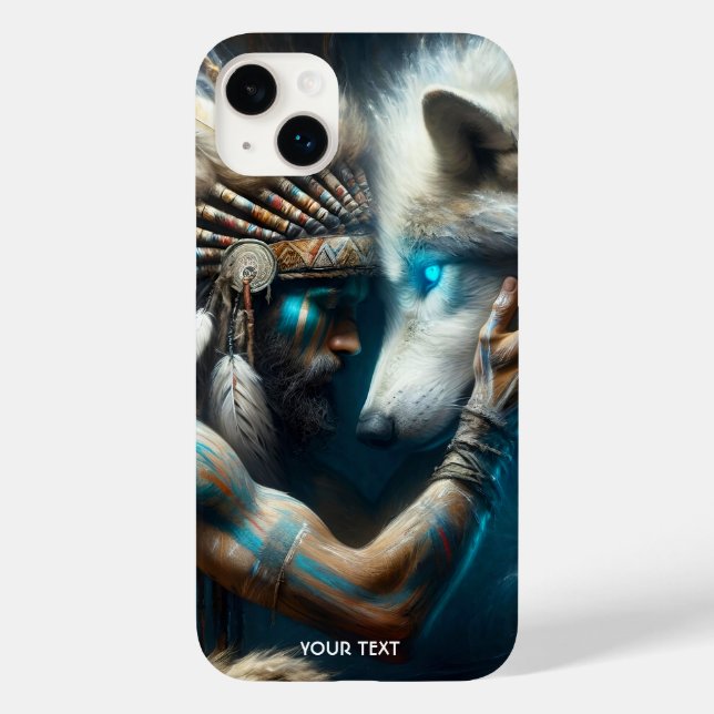 Fantasy Niedlich Man Hugging Wolf Case-Mate iPhone 14 Plus Hülle (Rückseite)