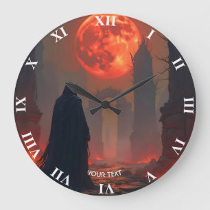 Fantasy Niedlich Man Moon Red Große Wanduhr