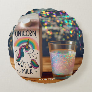 Fantasy Niedlich Milk Unicorn Regenbogen Rundes Kissen